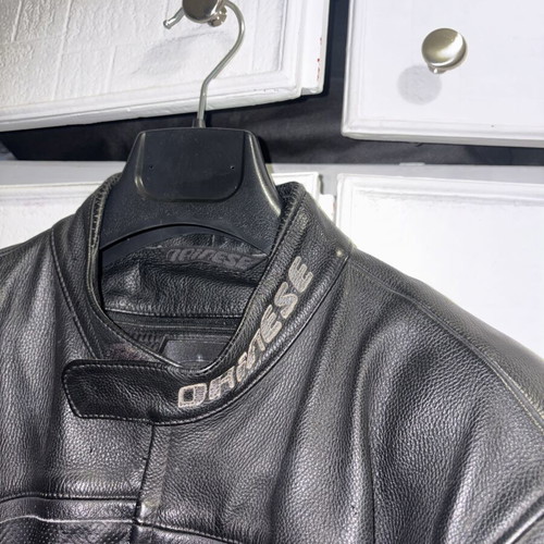 Dainese leather biker jacket used, size 50, black