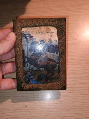 Saint Demetrios icon used, very old, wooden 9x6