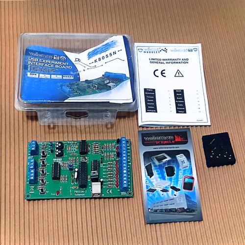 USB Experiment Interface Board used, with 5 digital and 2 analog inputs
