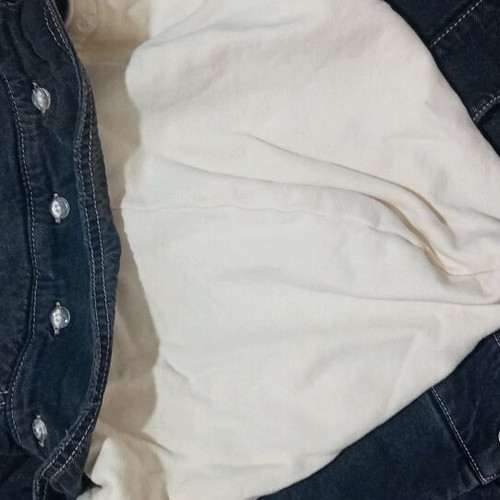 Jean jacket with inner fur and hood, new, size 13-14 years