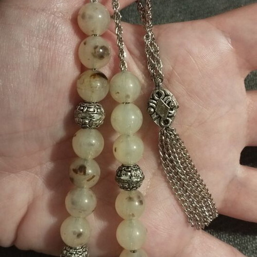 Handmade Komboloi with Natural Dendritic Agate Stone
