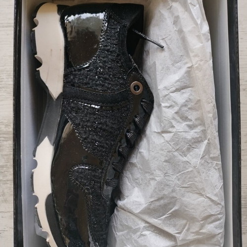 Tendenz women's sneakers new black patent and fabric