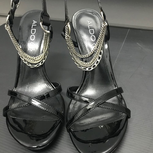 Aldo sandals black with silver details used, barely worn