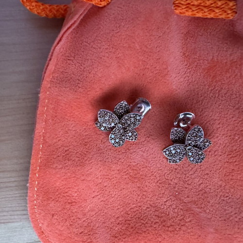 Gold Plated Silver Earrings With Crystals New