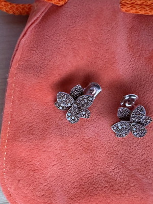 Gold Plated Silver Earrings With Crystals New