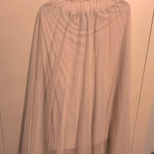 Tulle nude midi skirt with elastic waist new