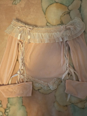 Kawaii Lolita Top with Ribbons and Lace like new, Shein, pink, XS
