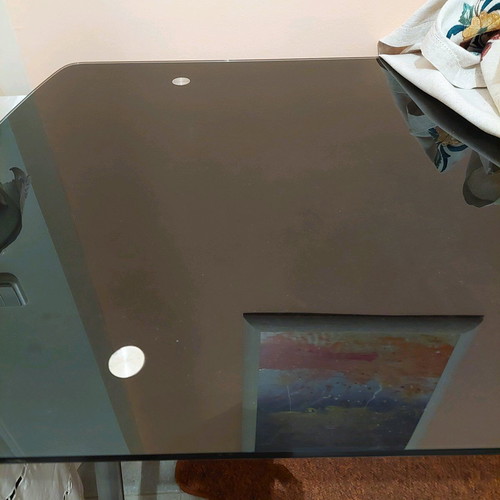 Desk with black glass surface 120x60x75 cm like new