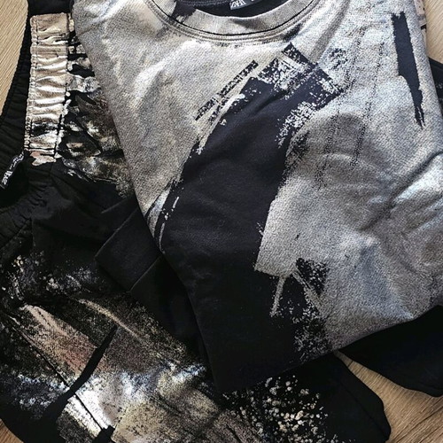 Σετ Zara παντελόνι και πουλόβερ σαν καινούργιο, μαύρο και ασημί μέγεθος L