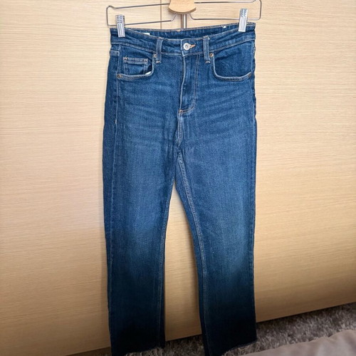 Zara cropped flare jeans like new, blue, high waist