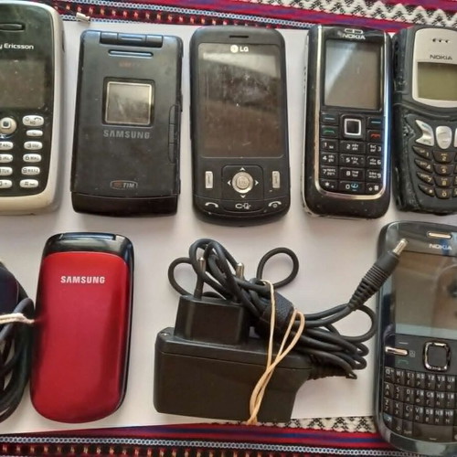 Vintage mobile phones used, collection with Nokia Samsung LG Sony Ericsson