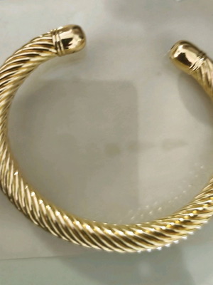 David Yurman dupe bangle bracelet, gold plated stainless steel, 6mm