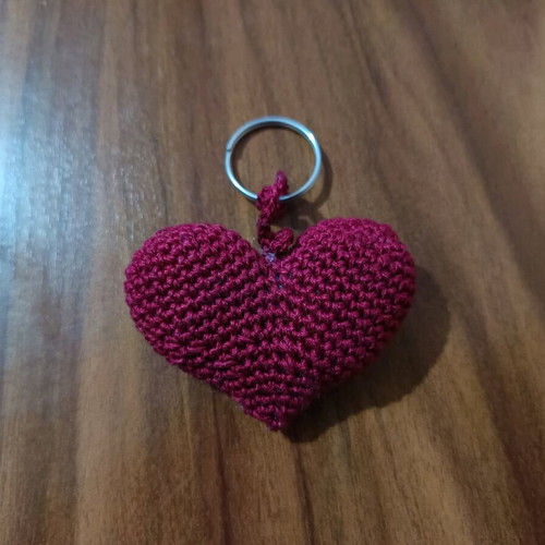 Handmade knitted heart keychain new