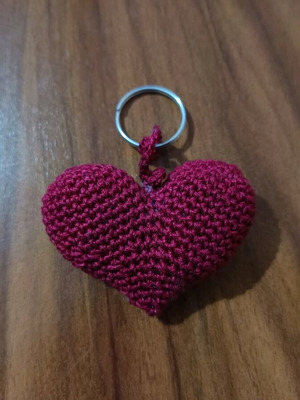 Handmade knitted heart keychain new
