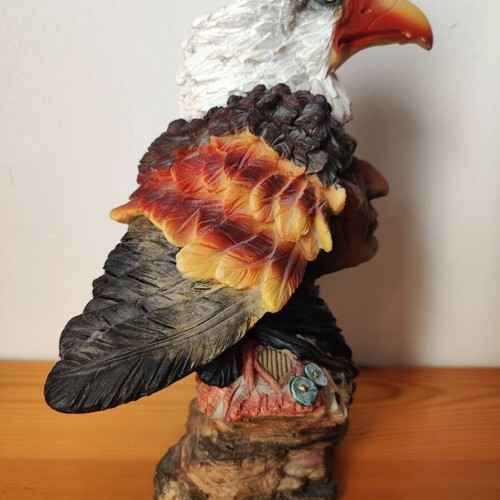 Vintage Native American Chief Bust Statue used, bald eagle head