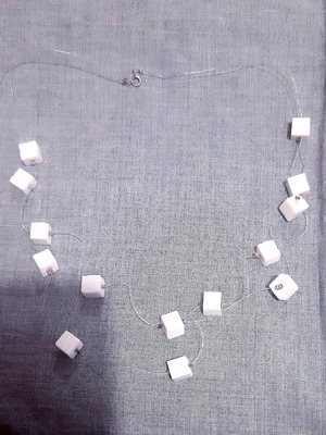 Amanda necklace with white lava cubes and 925 silver, handmade, new