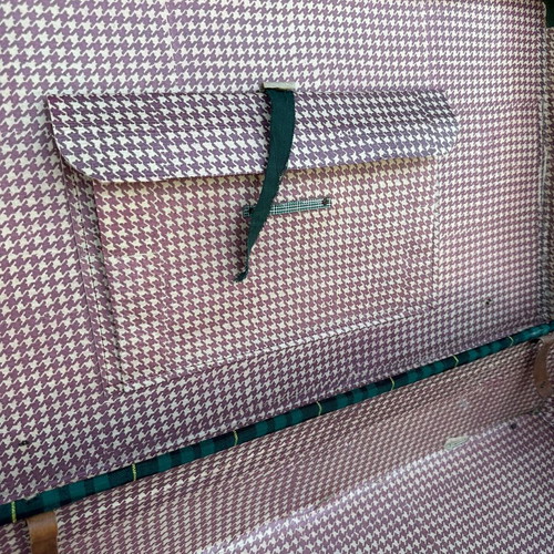 Vintage checked pattern suitcases used, green and blue
