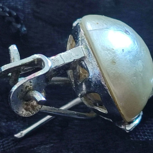 Vintage 925 Silver Earrings with Pearls & Zircons, 8g