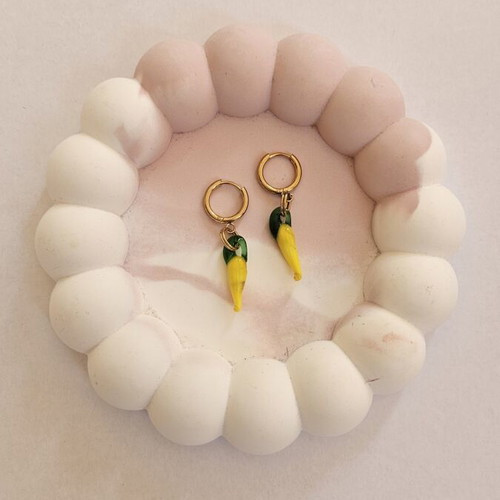 Stainless Steel Lemon Earrings new, gold tone