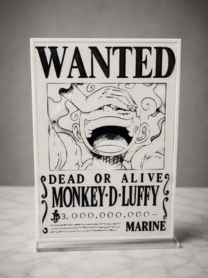 One Piece Wanted Poster Luffy handmade 3D print decor