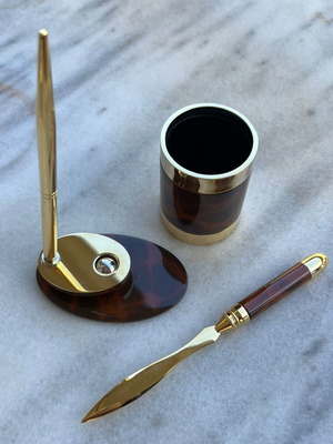 Vintage Executive Desk Set with Pen Holder and Letter Opener