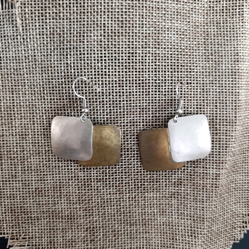 Dangling earrings new, made of alpaca and brass