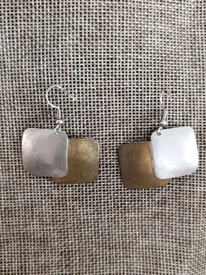Dangling earrings new, made of alpaca and brass