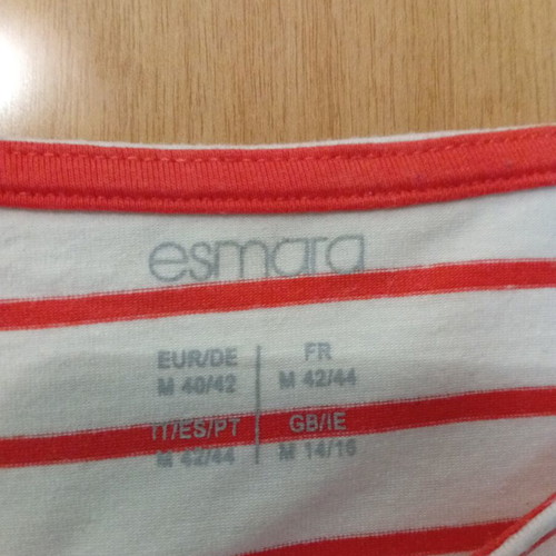 Esmara women's long sleeve blouse like new, white and red, size M