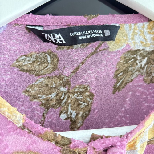 Zara floral shirt like new, size XS, pink and yellow