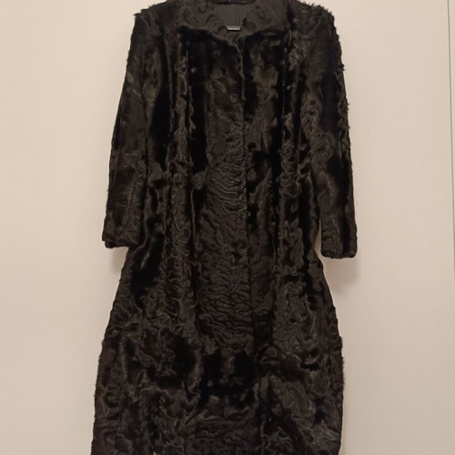 Astrakhan Fur Coat used, medium size, black