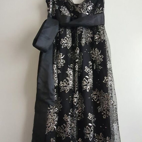 Lace dress new, black with silver flowers, size S