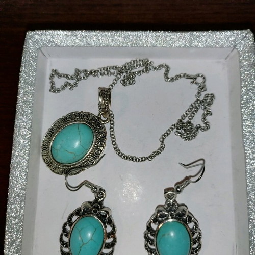 Jewelry set new, turquoise and silver, summer style