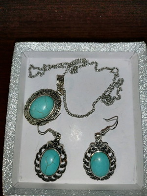 Jewelry set new, turquoise and silver, summer style