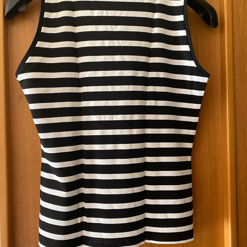Vogue striped tank top used with crystals, black and white, size S