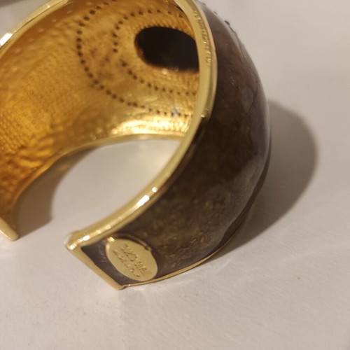 Roberto Cavalli bracelet cuff 5.5 cm wide like new, black and gold