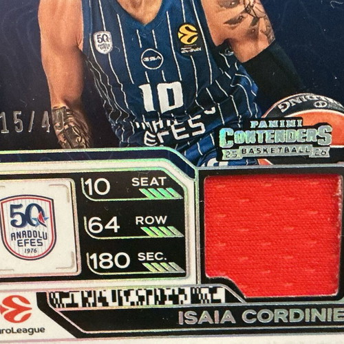 Isaïa Cordinier Panini Contenders Jersey Patch Card 2025-26