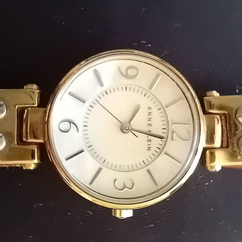 Anne Klein watch used, red leather strap, quartz mechanism