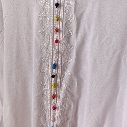 Shirt XL white with colorful pom poms new
