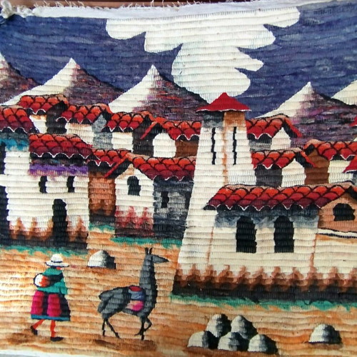 Peruvian woven textile new with Inca technique and natural dyes