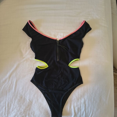 Zara swimsuit small-medium 38 like new, black with fluorescent details