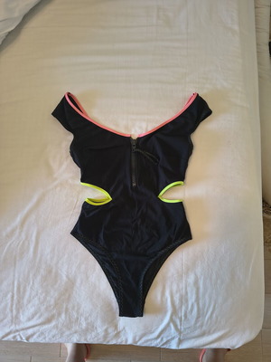 Zara swimsuit small-medium 38 like new, black with fluorescent details