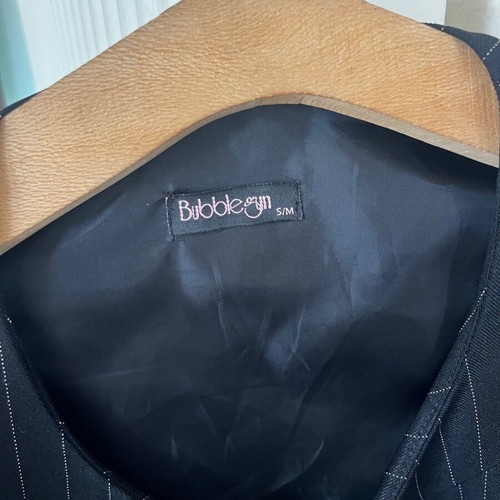BubbleGun by Touni Black blazer with shoulder pads and pink stripes, like new, S/M