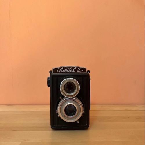 Lubitel 2 camera used with leather case