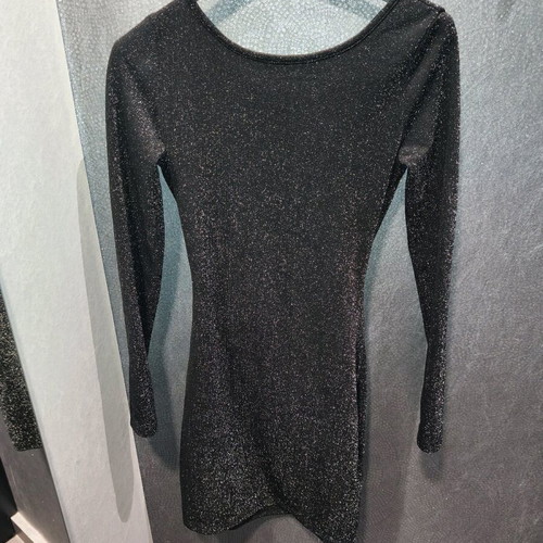 Shein black mini dress new with glitter and silver chain