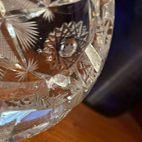 Large Bohemian Crystals Ashtray used, Bohemian crystal