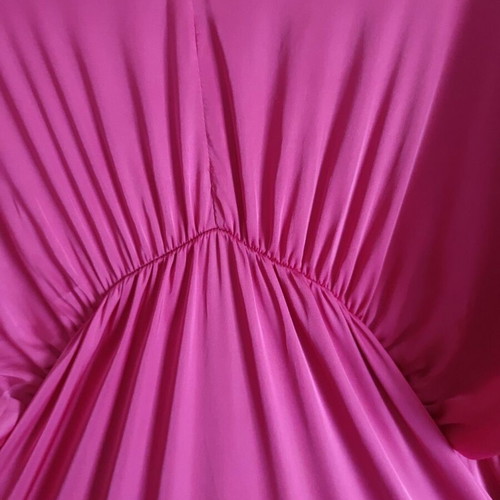 Fuchsia satin maxi dress XL–3XL like new with gold details