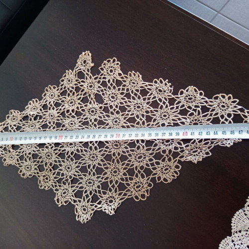 Set of 5 vintage crocheted napkins used, handmade and lace