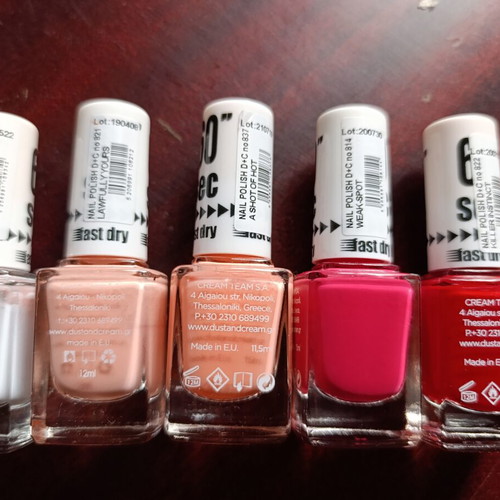 Dust and Cream nail polishes used, set of 9 fast drying colors