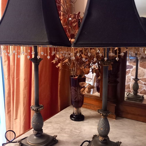 Set of lampshades used, beautiful table lamps 0.60m height