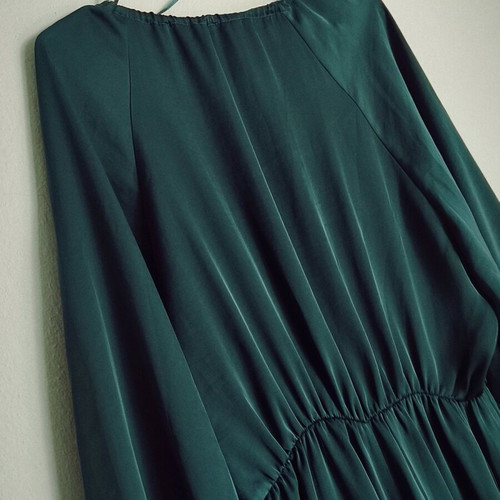 Zara women's satin jumpsuit green (emerald) size S like new